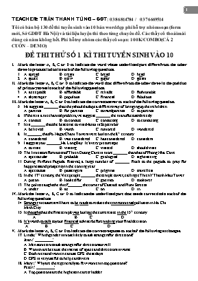 130 Đề thi thử vào Lớp 10 THPT môn Tiếng Anh - Trần Thanh Tùng